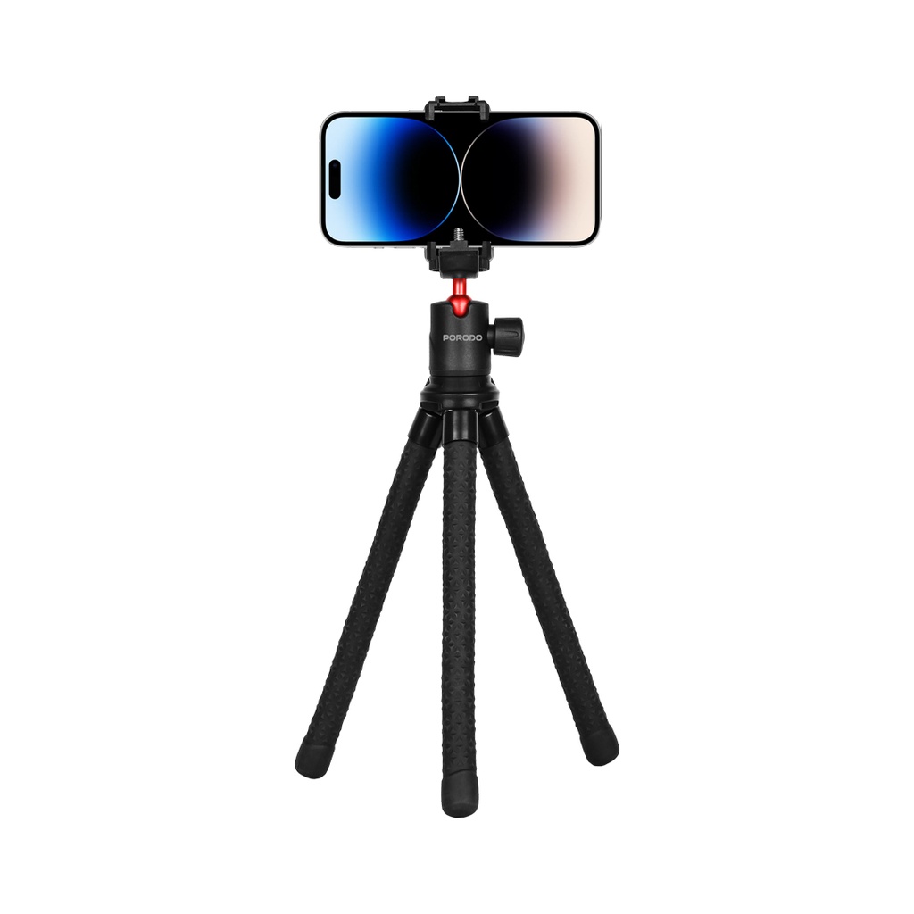 Porodo Flexible Foldable and Extendable Tripod with Phone Holder (PD-TRPSPH-BK)